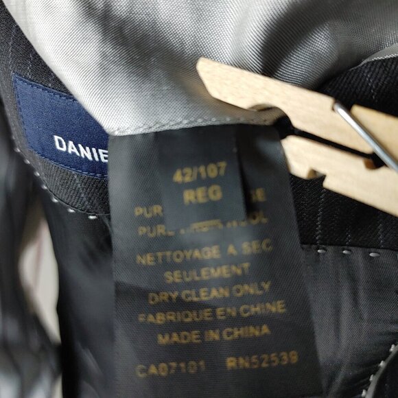 Daniel Hechter Paris 42R Wool 2 Button Charcoal Pinstripe 2pc Suit 34x26.5 FF - Picture 11 of 16